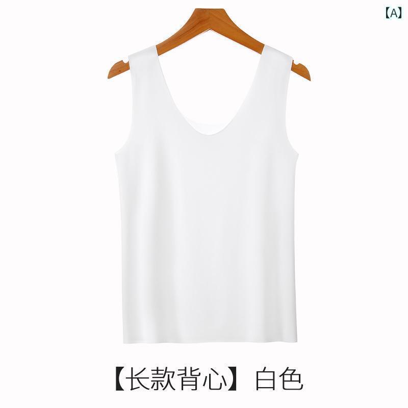 レディース　タンクトップ　ノースリーブ 露出 防止 ベスト シームレス 冷感 ノースリーブ 大きいサイズ シャツ 裏地 肌色 防 透け 底 女性 夏 薄手