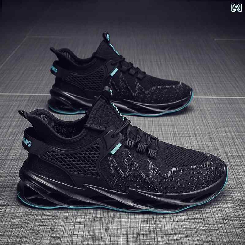 シューズ　ランニング　スポーツ 夏 メンズ スポーツ シューズ ブラック カジュアル ランニング フライング メッシュ 表面 作業 労働 保護 ココナッツ 春