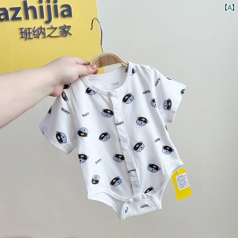 ベビー　服　赤ちゃん ベビー 服 夏 薄手 男の子 女の子 モダール 半袖 両面 三角 ロンパース ハイハイ..