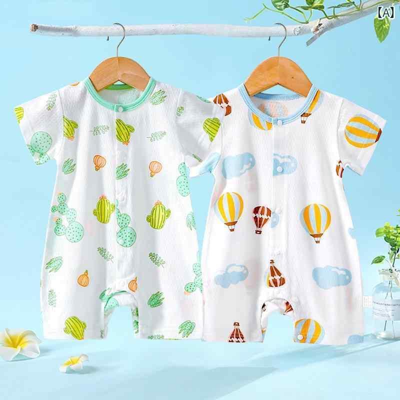 ベビー　服　赤ちゃん ベビー 半袖 ジャンプスーツ 夏服 ロンパース 新生児 幼児 服 夏 薄手 ハイハイ ..