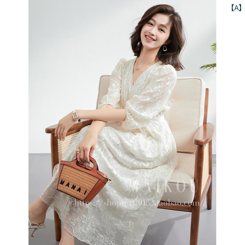 レディース　ニット　レース　シルク 【 100 桑 絹】 シルク 刺繍 ワンピース 2025 春夏 レディース ホ..