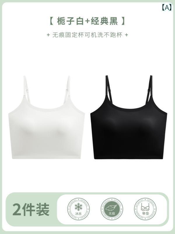 フェン テンブラ レット レディース シームレス バック レス ブラ 小 胸 ギャザー カップブラ 夏用 薄手 キャミソール