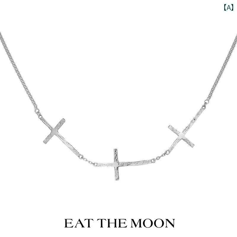 ネックレス　十字架　クロス 小さい 個性的な 液体 クロス スタッキング ネックレス コールド スタイル..