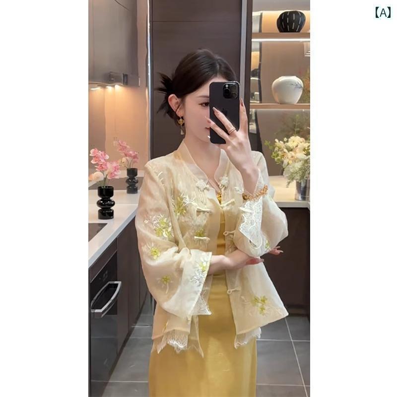 ドレス　レディース　チャイナドレス 2025 春の新 スタイル チャイナ風 民族 風 カーディガンの 年齢を..