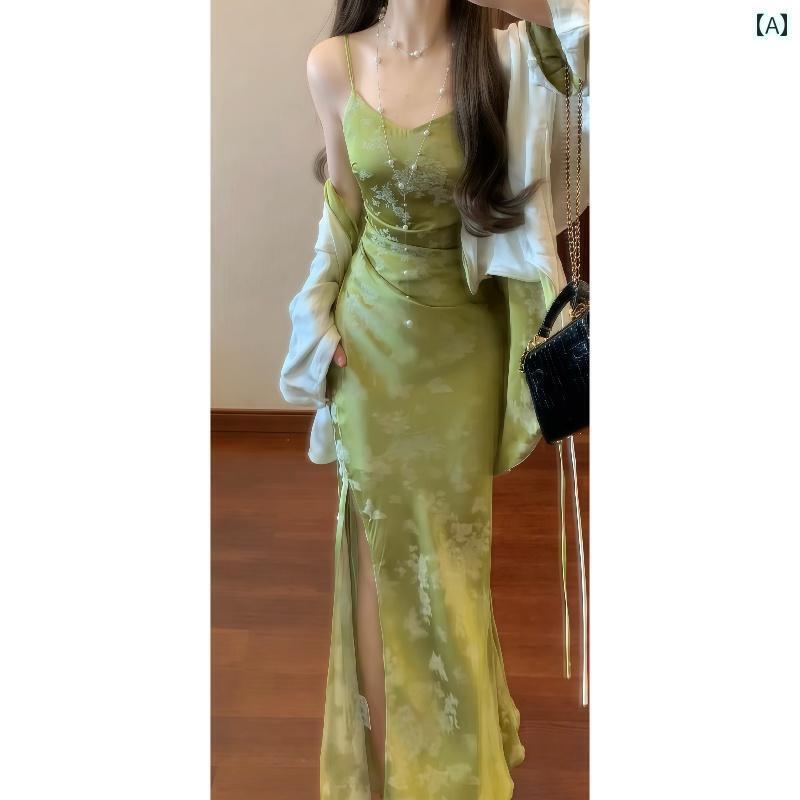 ドレス　レディース　チャイナドレス チャイナ風 衣装 高級 ジャカードジャケット サスペンダー ドレス ツーピース スーツ 2025 春の フル セット