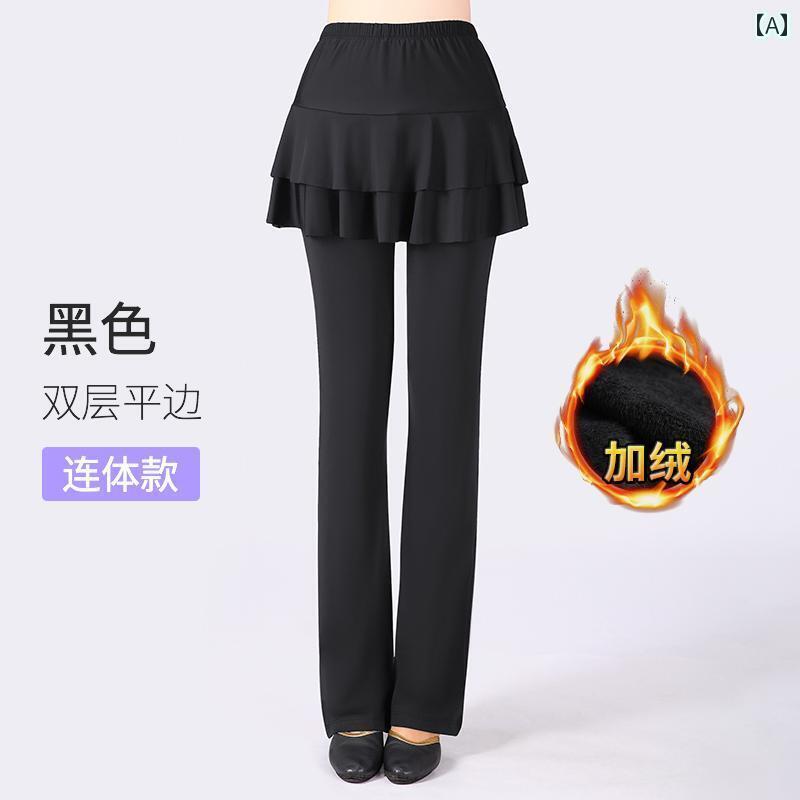 レディース　ショーツ　フィットネス スクエアダンス パンツ エレガントな ダンス スカート 女性 ミルク シルク ズボン 衣類 春 スポーツ トレーニング