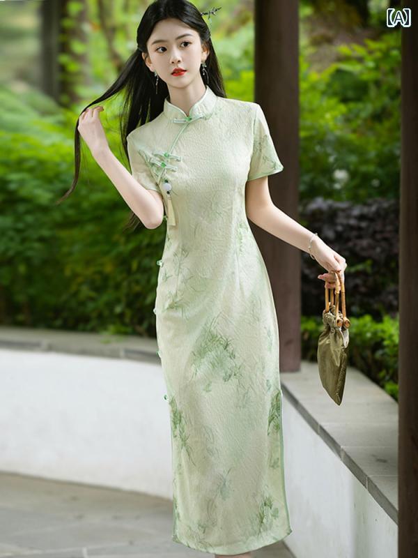 ドレス　チャイナ　レディース 少女向け チャイナ ドレス 中華の レトロ スタイル 日常 着 チャイナ風 夏の