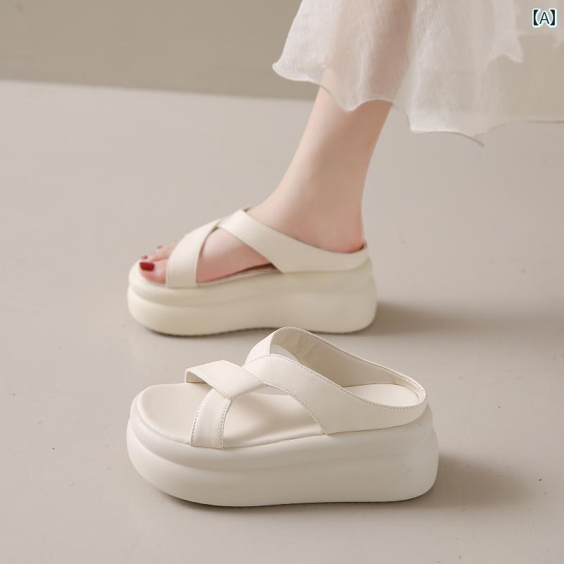 レディース　サンダル　スリッパ 2025夏に アウターと して 着用 する 女性用 厚底 スリッパ 新しくて ..