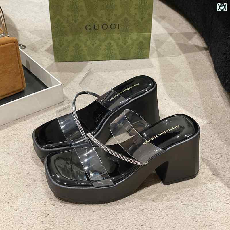 レディース　サンダル　スリッパ 夏用 フランス製 厚底 スリッパ 透明 ハイヒール 2025年 サンダル 高級