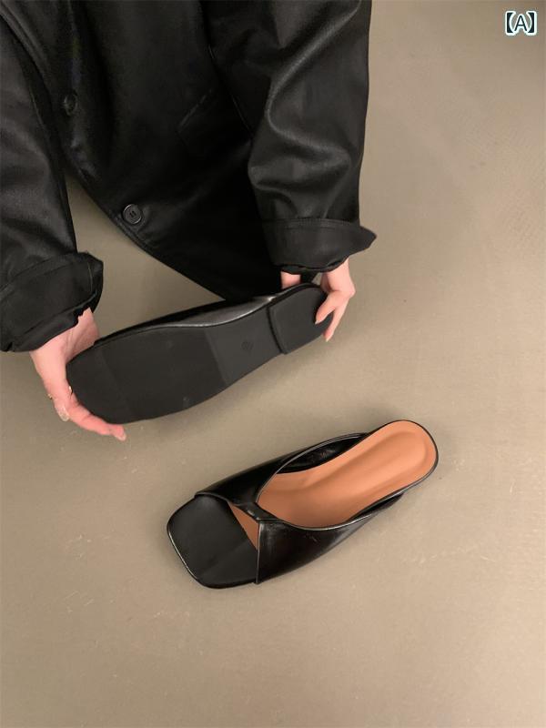 レディース　サンダル　スリッパ 女性用 夏用 フレンチ フラット サンダル 韓国 ファッション カジュアル ハーフ スリッパ