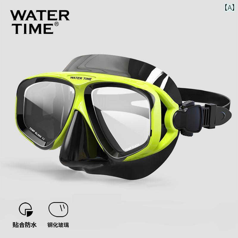 シュノーケリング　ゴーグル　スポーツ WaterTime ダイビング マスク 窒息 防止 フル ドライ 呼吸 チューブ シュノーケリング 3つの 宝物 セット 大人 近視 ゴーグル