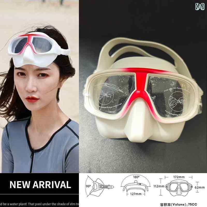 シュノーケリング　ゴーグル　スポーツ プロ フリー ダイビング マスク シリコン ゴーグル低 容量 曇り..