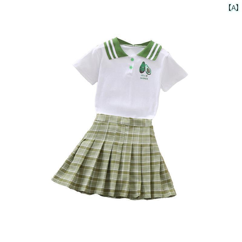 ゴルフ ウェア スポーツ ゴルフ 子供用 速乾 ユニフォーム 女子 半袖 Tシャツ 露出 防止 プリーツスカート 2点 セット テニス スーツ