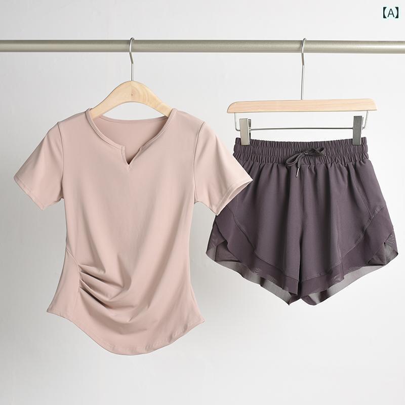 レディース　エクササイズ　パンツ ヨガ スーツ レディース 2024 夏 プロ 速乾 朝 ジョギング スポーツ..