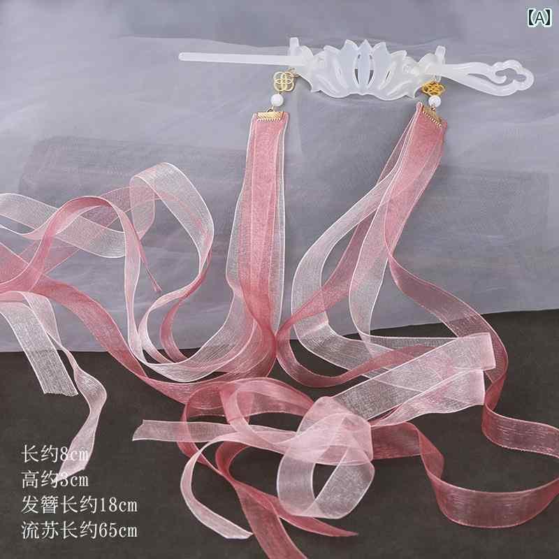 リボン　アクセサリー　かわいい 女の子 レトロ 漢服の ヘア ピン リボン バック プレス ヘッド ドレス..