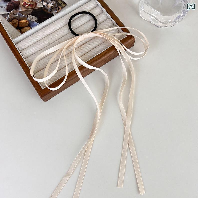 リボン　アクセサリー　ロープ 于 淑 鑫同 型 ヘア ロープ 黒 多層 リボン 結び 髪高 ポニーテール リ..