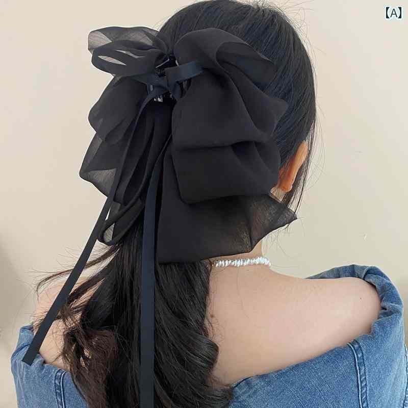 リボン　アクセサリー　ロープ エレガントな リボンの ヘア ピンは小 顔と 髪の ボリュームを 見せ 頭..