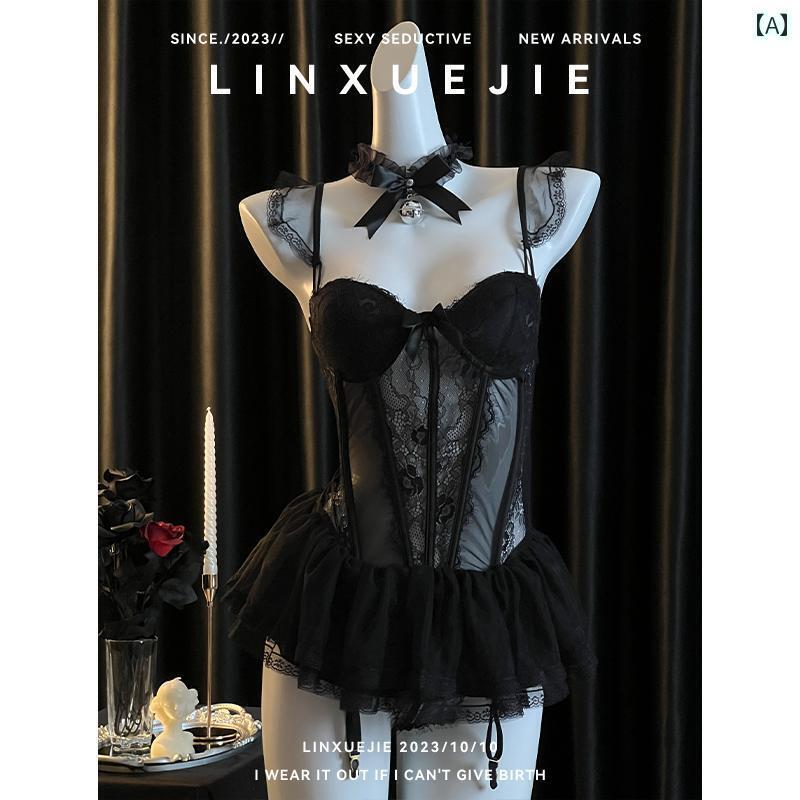 レース キャミソール トップス シスター リン 胸 パッド レース スチール リング コルセット スカート 付き レディース フランスの 軽い 高級 魅惑的 パジャマな スタイル