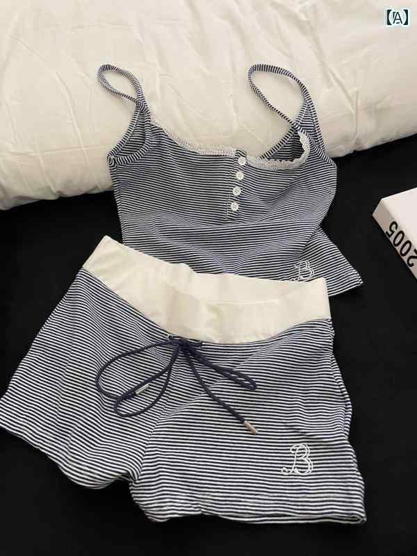 レース キャミソール トップス Sin Glee Pure Desire ホット ガール レース ストライプ パジャマ レディース 夏 スリム ベスト ショーツ...