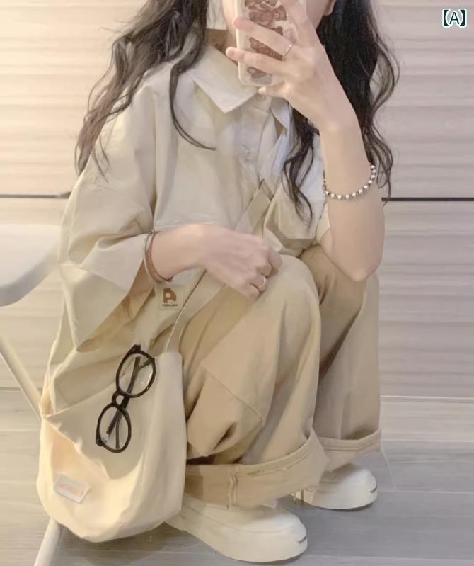 レディース　カジュアル　ウェア 韓国 カジュアル スポーツ スーツ 女性用 夏 入 生 ゆったり スリム おしゃれ 半袖 ズボン 2点 セット