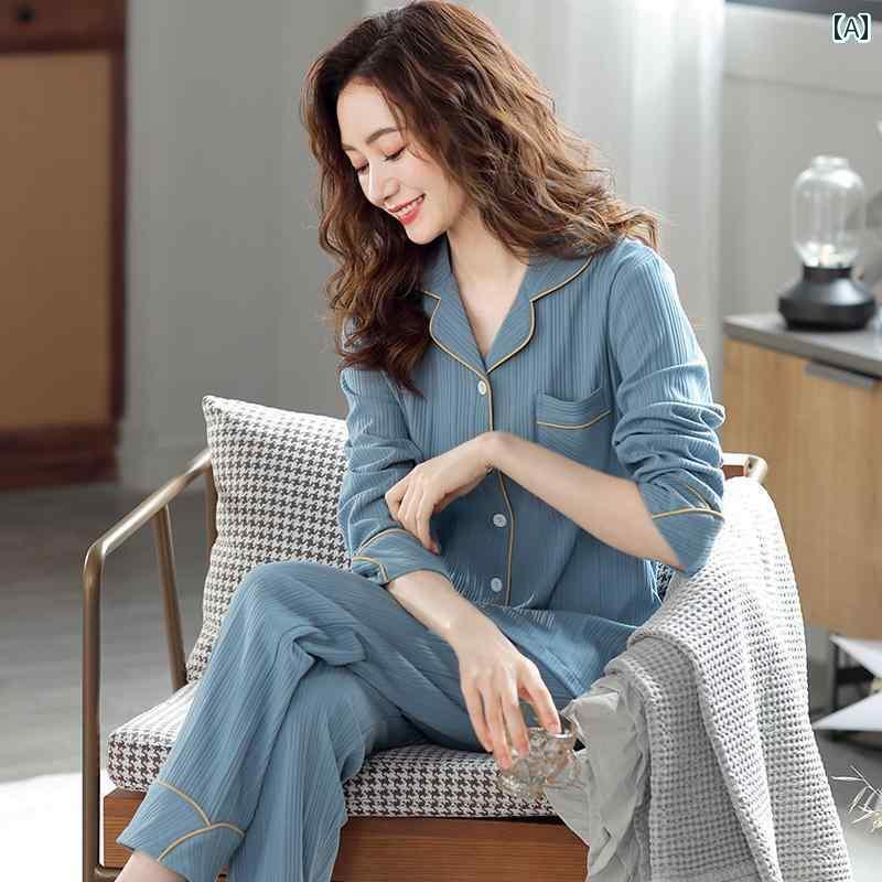 パジャマ　上下　薄手 女性用 パジャマ 春秋 綿 長袖 レディース 2024秋 中秋冬 ホームウェア セット