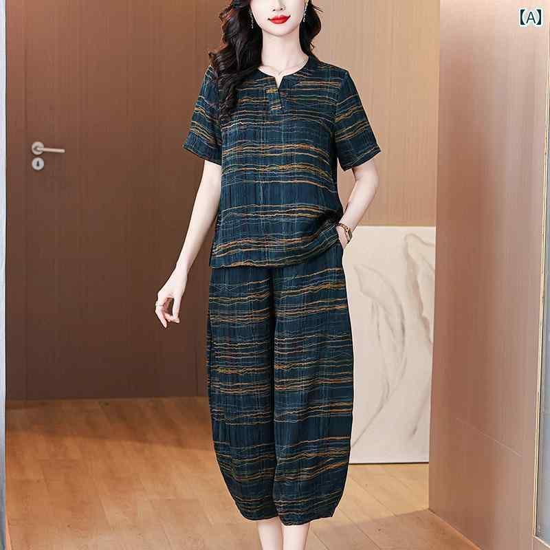 レディース　ツーピース　シルク 桑 絹 翔 雲糸 スーツ 女性 2025 夏 スリム マザーズ ウェア シルク トップ ツーピース