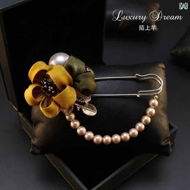 アクセサリー　パール　ジュエリー Moshangqian ブローチ レディース コート ピン カーディガン アクセサリー パール フラワー 合金 ショール バックル(4)