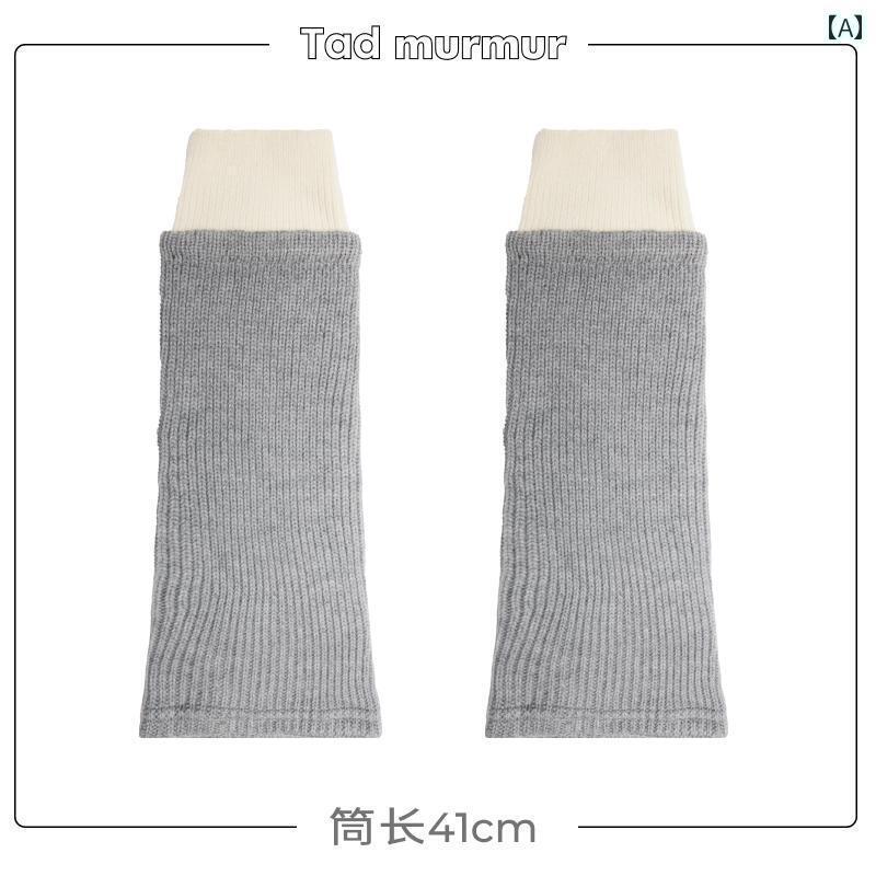 ソックス　レギンス　サポーター タッド マーマー 秋冬 パイルソックス レディース 暖かい ニット ウール カーフ ソックス JK グレー カラーマッチング レッグカバー