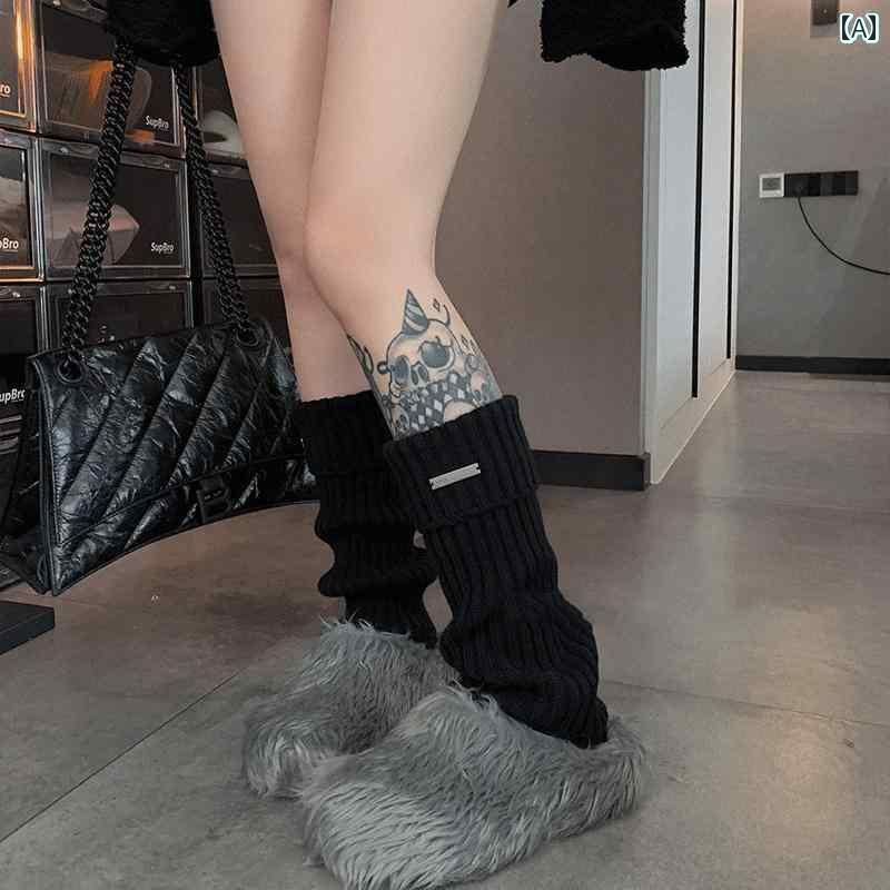 ソックス　レギンス　サポーター 女性用 グレー ニット ソックス 韓国 冬 スリミング 脚長 効果 スノーブーツ 付き 暖かい レッグカバー シャーク パンツ