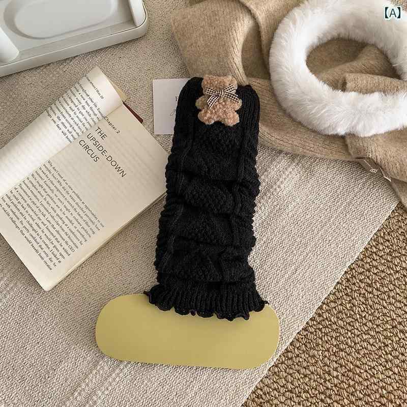 ソックス　レギンス　サポーター クマ 人形 パイルソックス フェニックス ベルベット 秋冬 ニット ウー..