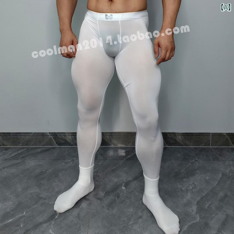 フィットネス　タイト　ウェア ローウエストの 薄手 タイツ メンズ フィットネス スクワット パンツ 透..