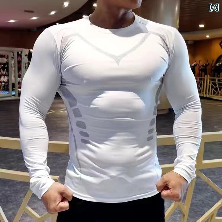 フィットネス　タイト　ウェア フィットネスウェア メンズ 長袖 春夏 タイツ 速乾 通気性高 弾性 ランニング バスケットボール トレー..