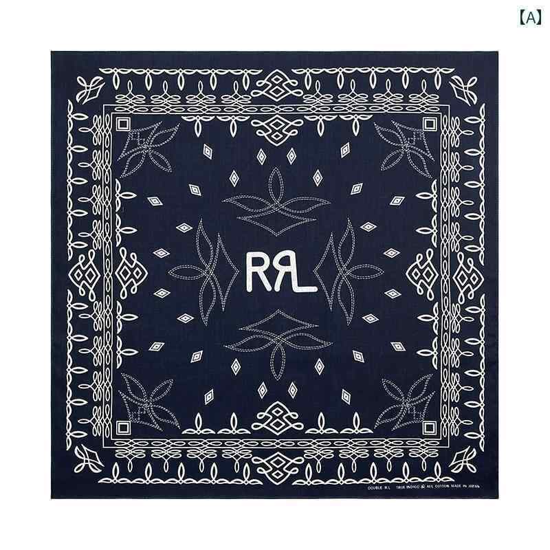 ターバン　帽子　スカーフ バン ダナ アミ カーキ インディゴ コットン プリント スクエア スカーフ レ..