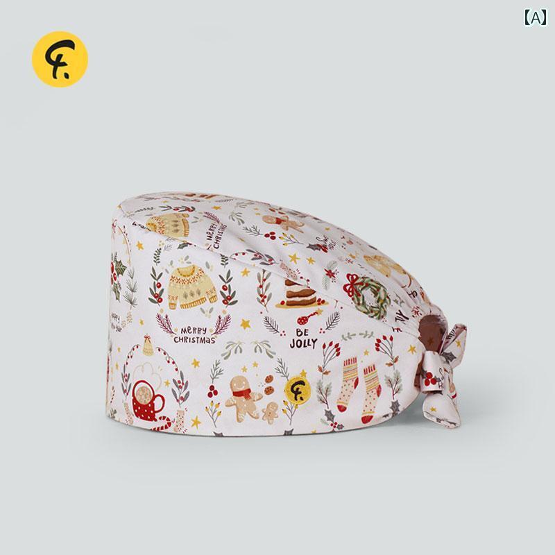 ターバン 帽子 スカーフ ファラン 作業 帽子 医者 看護 師 手術 帽 ターバン キャップ 綿 プリント クリスマス ブラインド ボックス