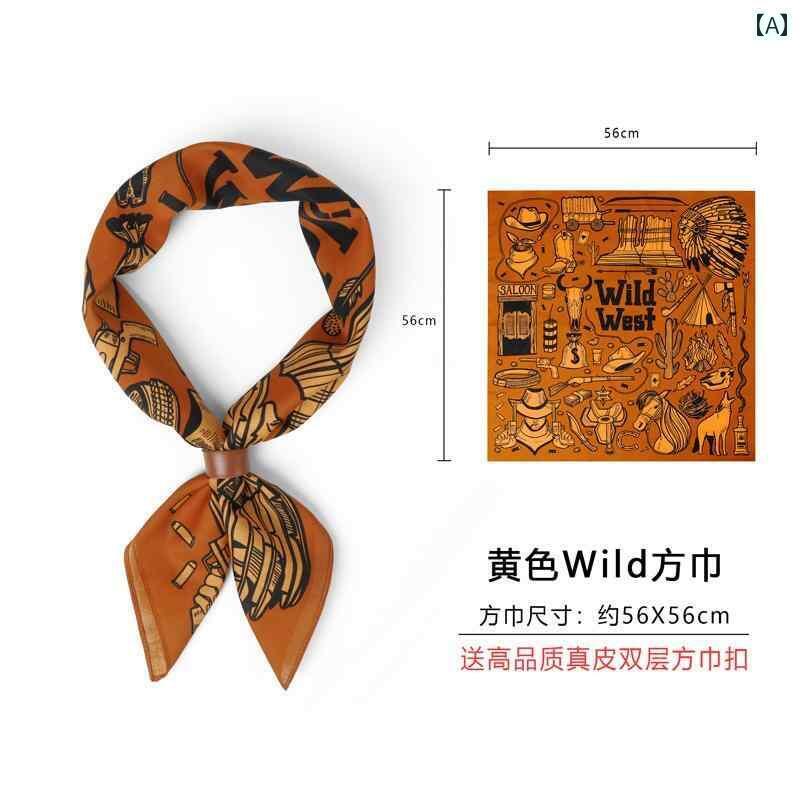 ターバン 帽子 スカーフ 綿 アミ カーキ レトロ スクエア スカーフ ウエスタン デニムスカーフ バック..