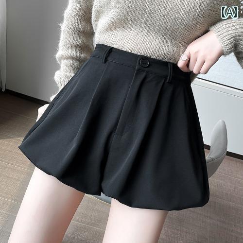 レディース　スカート　かわいい スーツ ショート パンツ 春 ハイウエスト アウター パンプキン ブラッ..