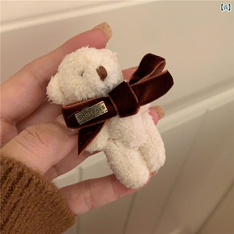 ぬいぐるみ アクセサリー かわいい クマの ブローチ ~の ぬいぐるみ 人形 ベルベットの リボン ピン コート バッグ アクセサリー