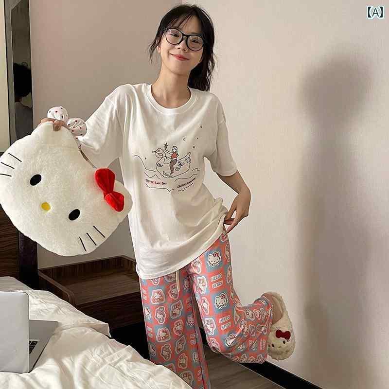 レディース シャツ カジュアル 2025 パジャマ レディース 夏 綿 カジュアル ラウンドネック 半袖 ズボン エアコン ルーム 快適 ホーム 服 スーツ