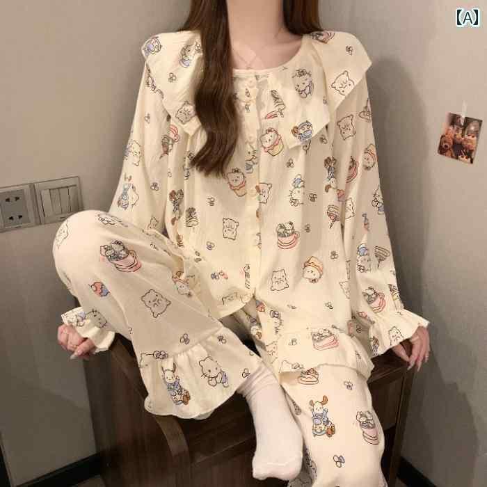 レディース　シャツ　カジュアル 女の子用 長袖 パジャマ 春秋 スタイル 蝶 結び 宮殿の 王女 風と 雲 ..