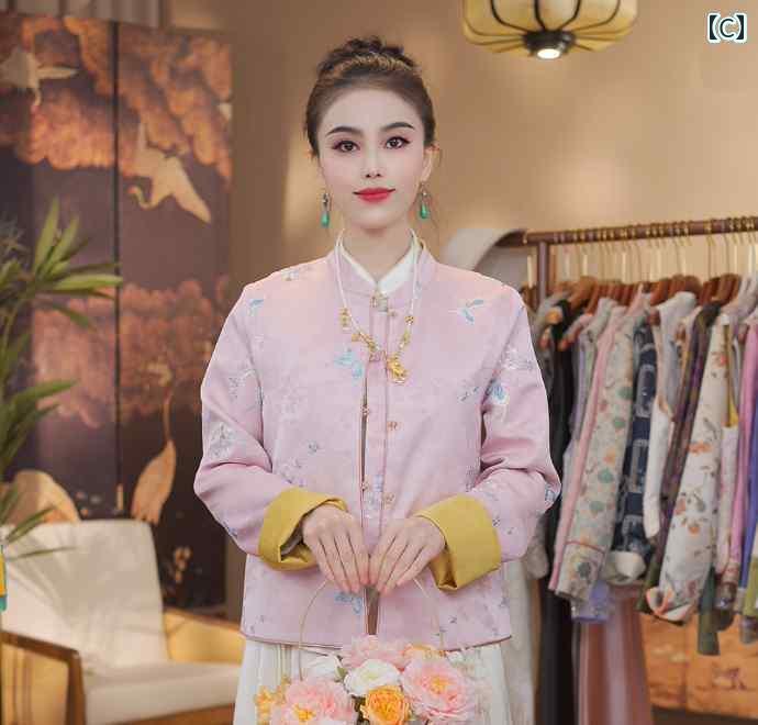 レディース　シャツ　カジュアル 春の 歌 蝶 ジャケット チャイナ風 刺繍 民族 風 春夏の 爽や かな 両面