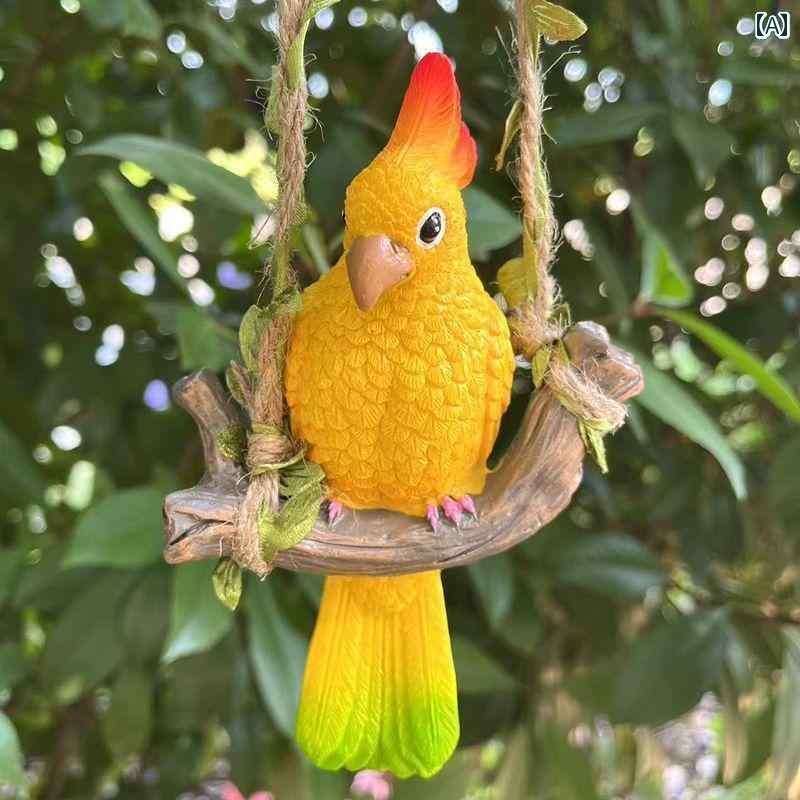 装飾 飾り ディスプレイ シミュレーション スイング オウム ペンダント 鳥 樹脂 工芸 庭 中庭 バルコニー 装飾 小さい ギフト