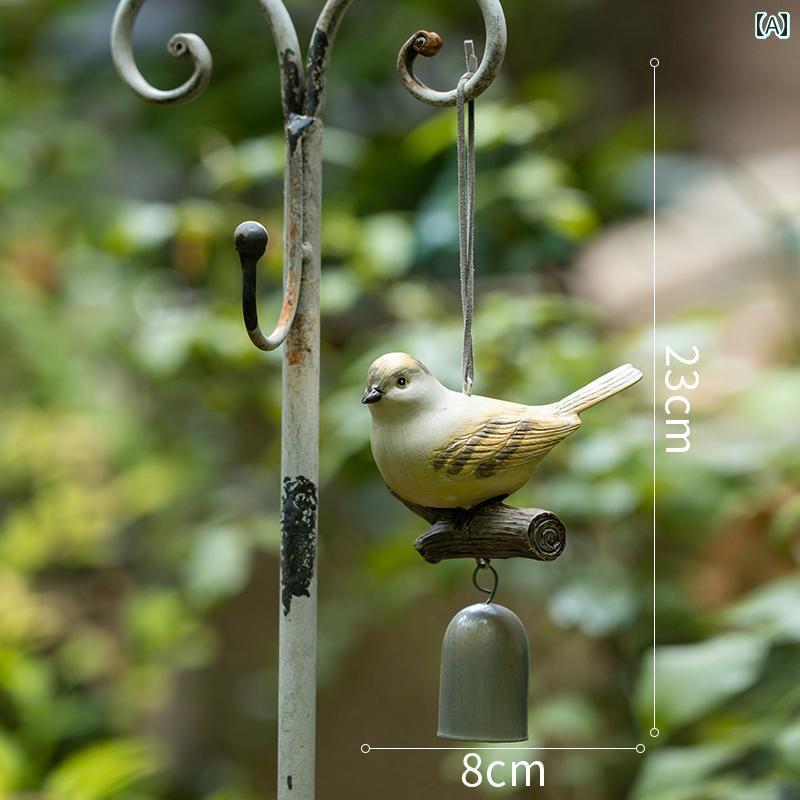 装飾　飾り　ディスプレイ Juhan 樹脂製 バード ベル ウィンドチャイム ガーデンオーナメント 屋外 ガーデニング ペンダント ヴィラ 壁掛け ガーデン デコレーション(3)