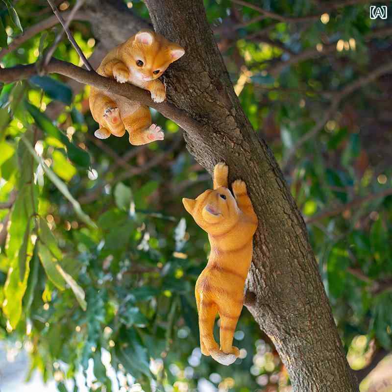 庭　装飾　飾り　 庭の 装飾 中庭の 樹脂 屋外 公園 バルコニー ガーデニング 風景 木 子猫 ペンダント