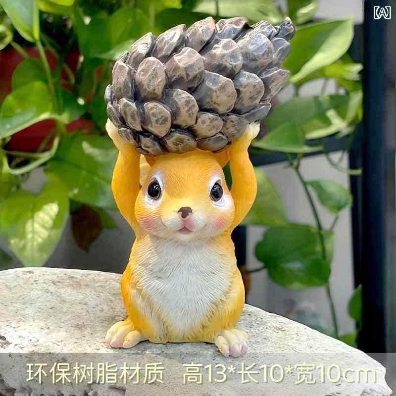 庭　装飾　飾り　 小さい リスの 飾り 屋外 ガーデン バルコニー デスク トップ かわいい 動物の 装飾 ガーデニング 造園(3)