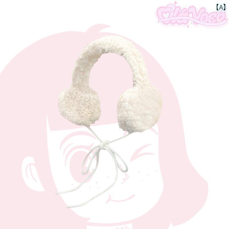耳あて　防音　おしゃれ ダークレッドの キュートな イヤーウォーマー 冬用 ストラップ 防寒 イヤーマフ 女性用 暖かい シック フリース