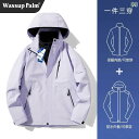 カップル ユニセックス ウェア WASSUP PALM ジャケット メンズ レディースの 秋冬な スリーインワン 裏起毛 厚手 冬服