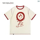 カップル ユニセックス ウェア Tryforlove カップルの 夏の カラーマッチング プリント 半袖 Tシャツ メンズ レディース 20251 長袖と 1短...