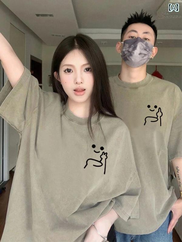 カップル　ユニセックス　ウェア な カップルの 衣装 夏の 季節 半袖 2025 高級 roora ネット ユニークな Tシャツ スーツ