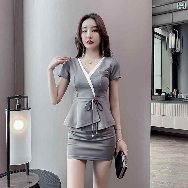 ドレス　ウェイター　レディース 足 湯 技術者 作業着 女性用 ウエストが 細く 夏は スリム 新型 健康 ..