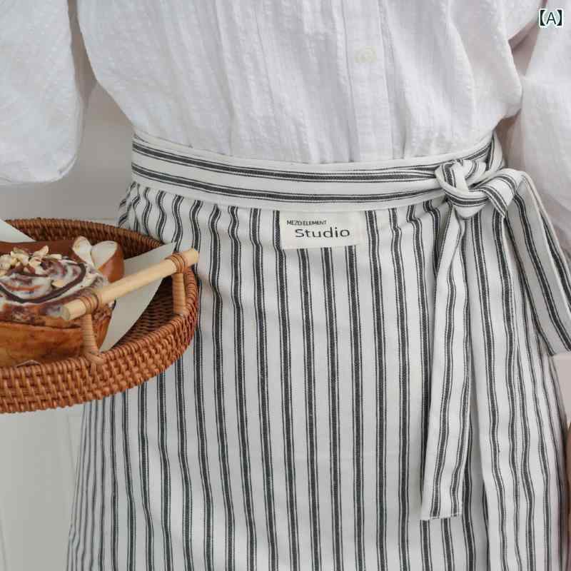 エプロン レディース おしゃれ 韓国 キッチン ベーキング用 ストライプエプロン ピクニック 撮影用 ハーフ 丈 ネクタイ 調理用 ウエスト ノースリーブ 花柄の よだれかけ